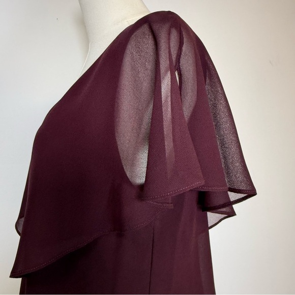 SLNY Tiered Caplet Dress Rhinestone Detail Deep Plum Wine Color Women’s Size 14 - Picture 7 of 11